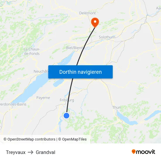 Treyvaux to Grandval map