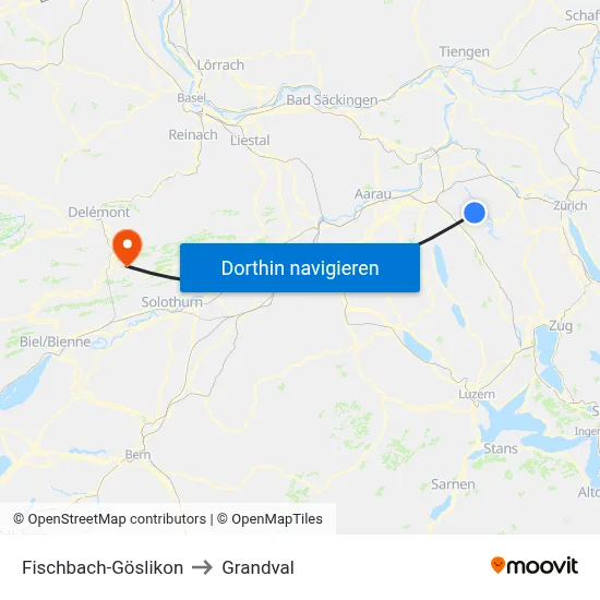 Fischbach-Göslikon to Grandval map
