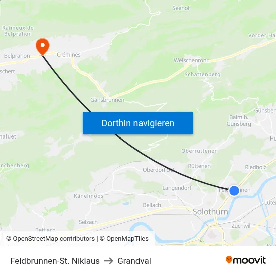 Feldbrunnen-St. Niklaus to Grandval map