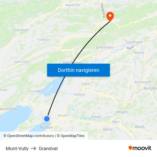 Mont-Vully to Grandval map