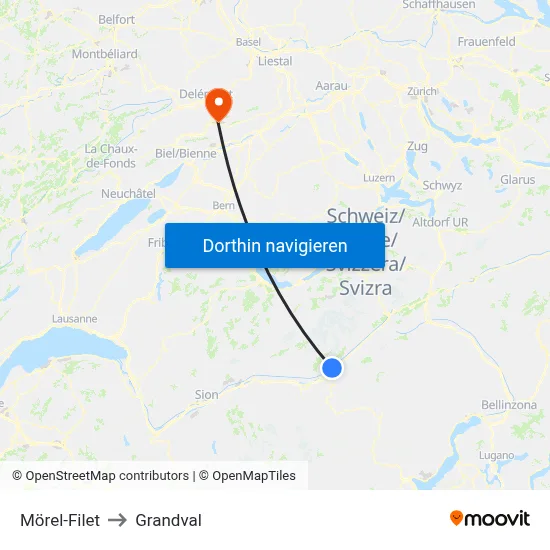 Mörel-Filet to Grandval map