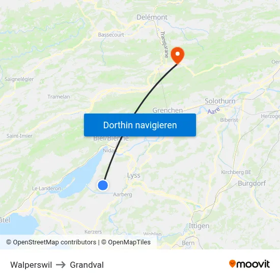 Walperswil to Grandval map