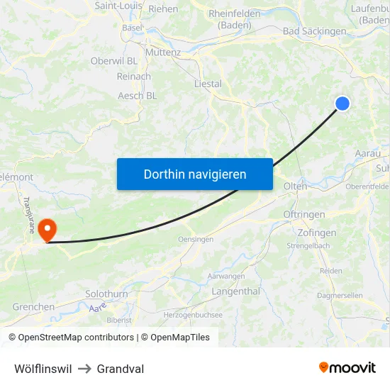 Wölflinswil to Grandval map