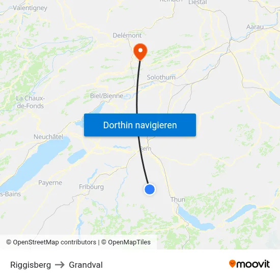 Riggisberg to Grandval map