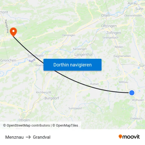 Menznau to Grandval map