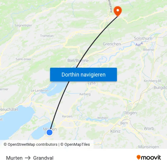 Murten to Grandval map