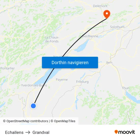 Echallens to Grandval map