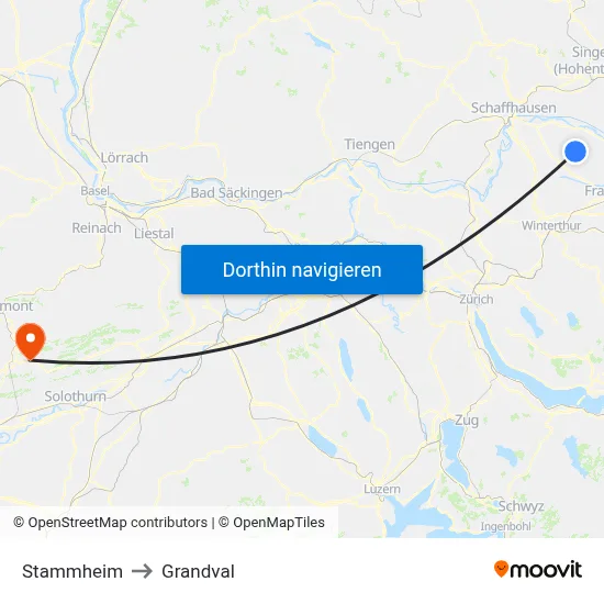 Stammheim to Grandval map