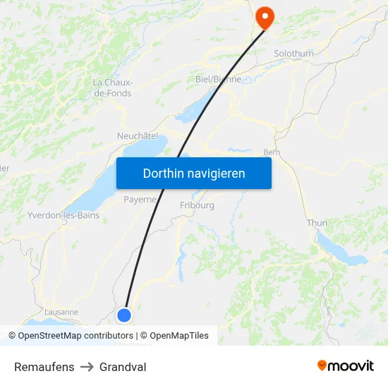 Remaufens to Grandval map