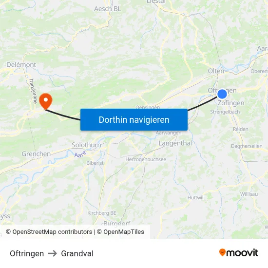 Oftringen to Grandval map