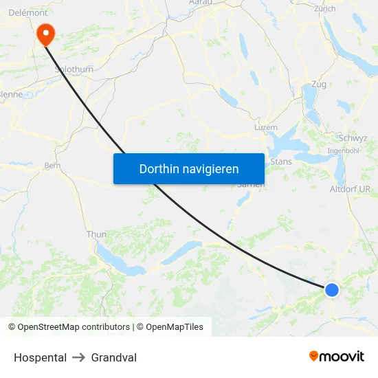 Hospental to Grandval map