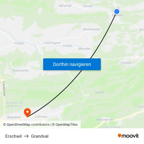 Erschwil to Grandval map