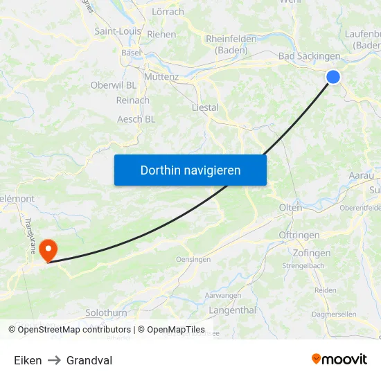 Eiken to Grandval map