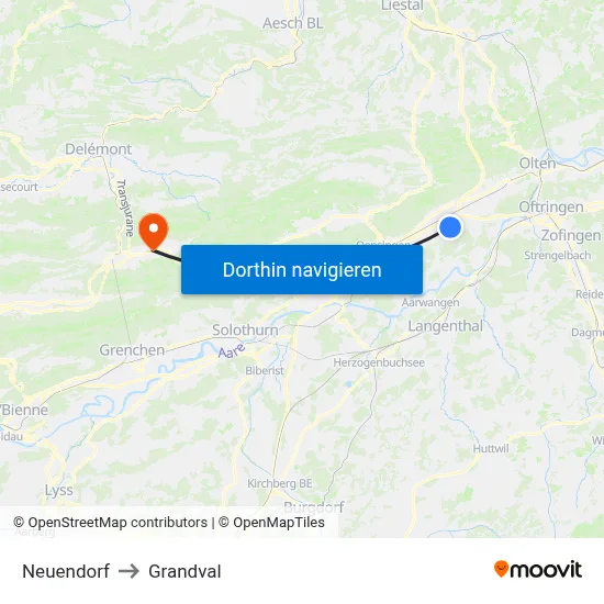 Neuendorf to Grandval map