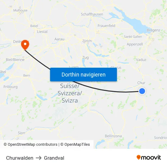 Churwalden to Grandval map