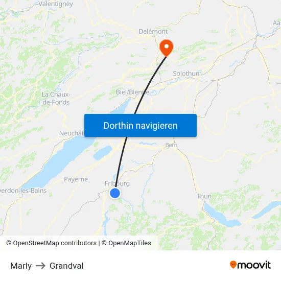 Marly to Grandval map