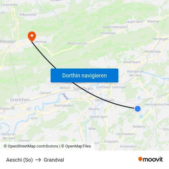 Aeschi (So) to Grandval map