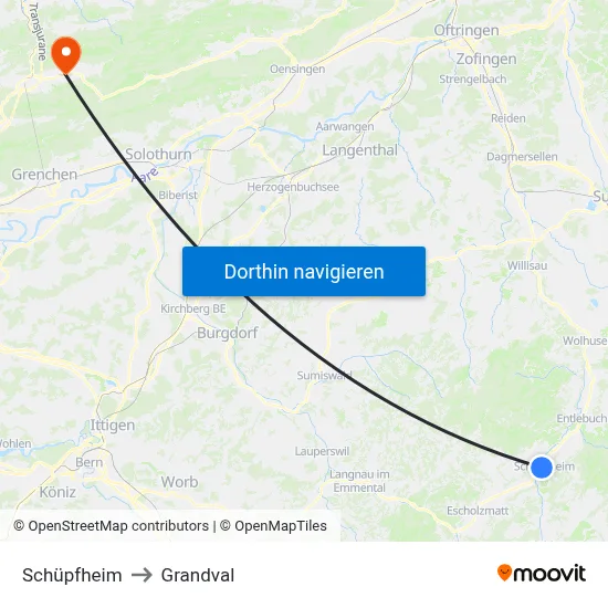 Schüpfheim to Grandval map