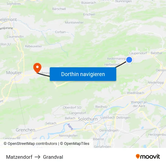 Matzendorf to Grandval map