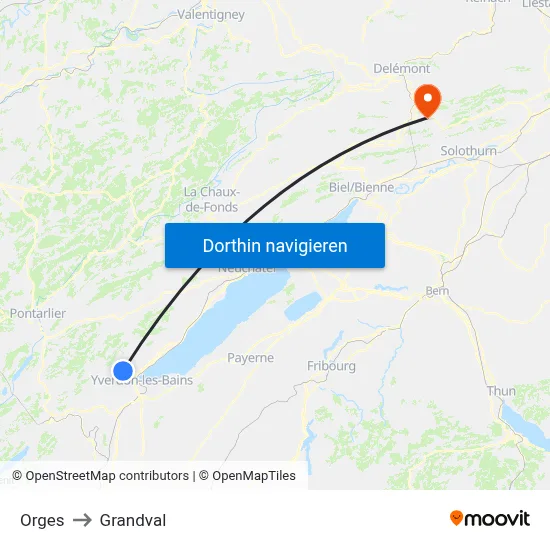 Orges to Grandval map
