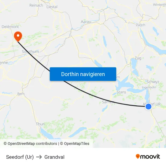 Seedorf (Ur) to Grandval map