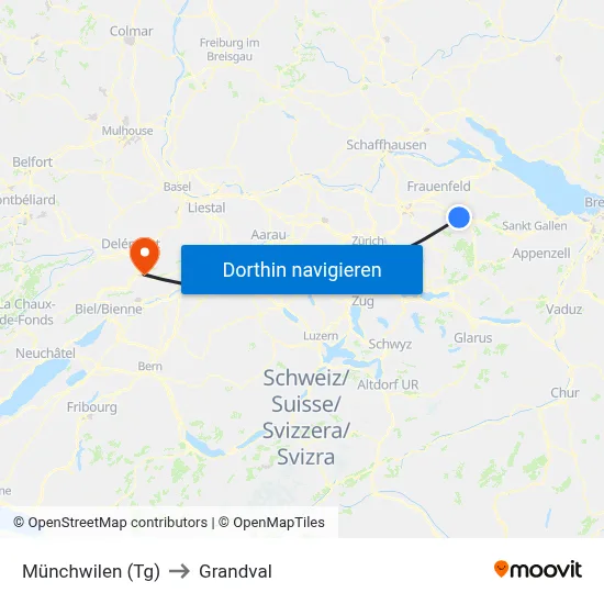 Münchwilen (Tg) to Grandval map