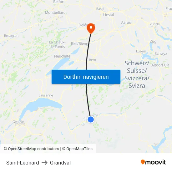 Saint-Léonard to Grandval map