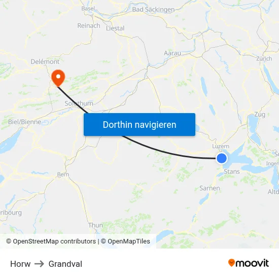 Horw to Grandval map