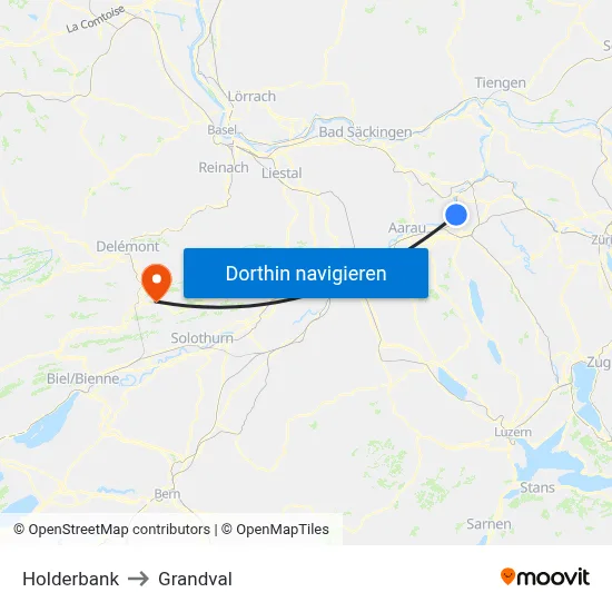 Holderbank to Grandval map
