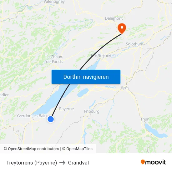 Treytorrens (Payerne) to Grandval map