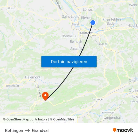 Bettingen to Grandval map