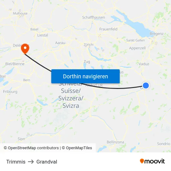 Trimmis to Grandval map