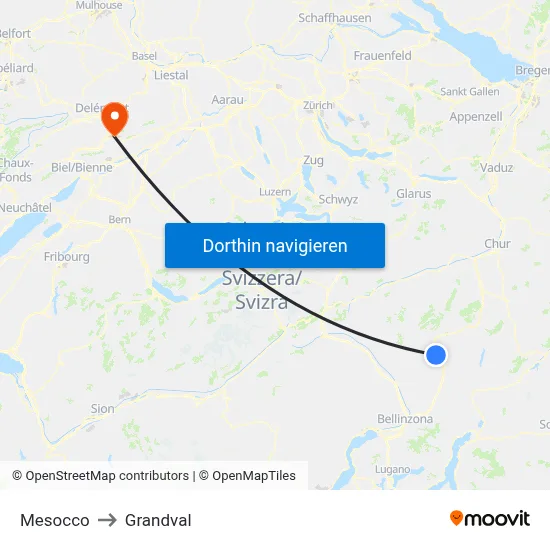 Mesocco to Grandval map