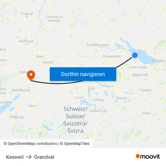 Kesswil to Grandval map