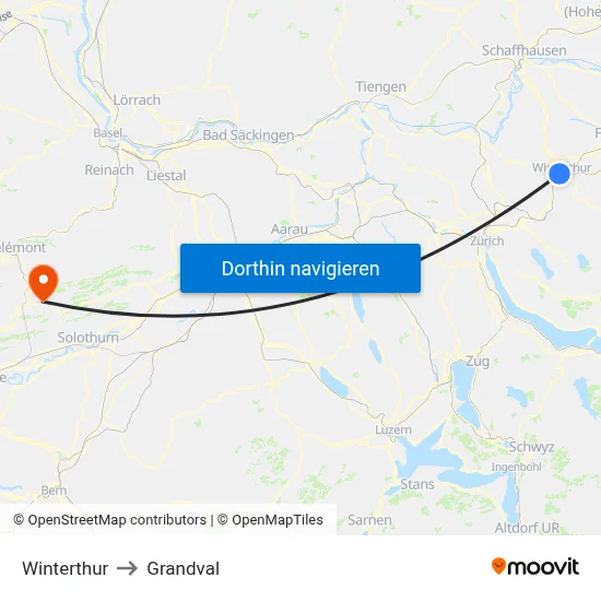 Winterthur to Grandval map