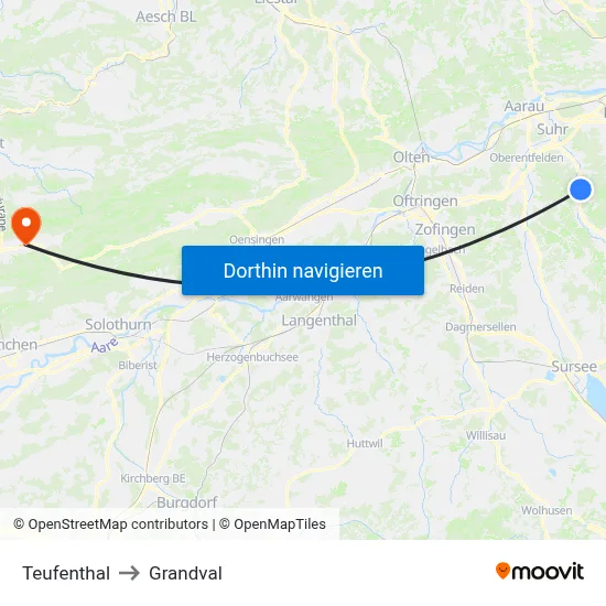 Teufenthal to Grandval map