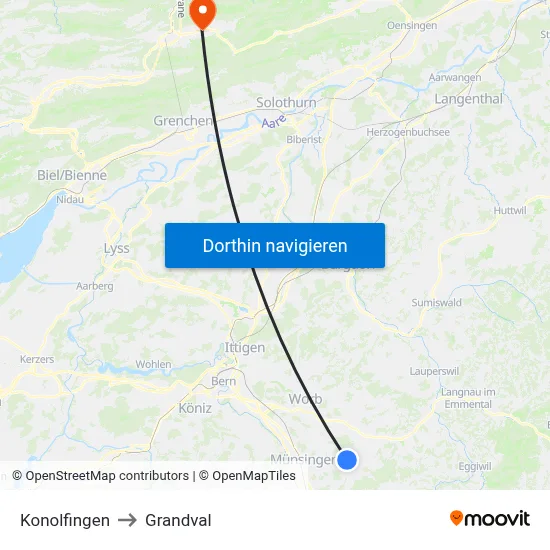 Konolfingen to Grandval map