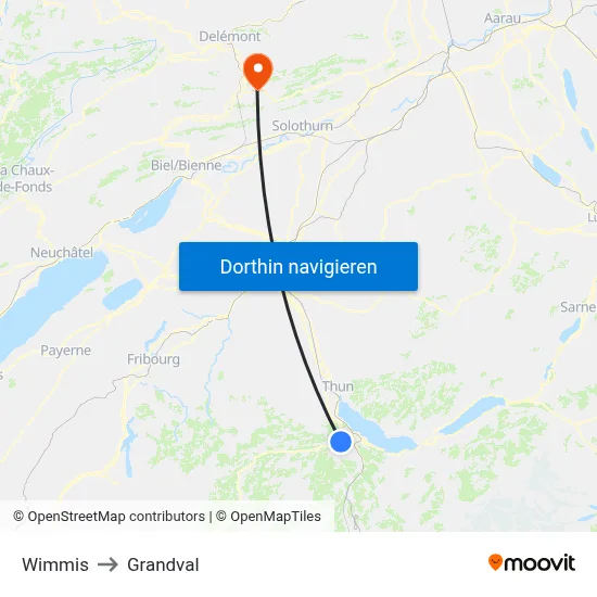 Wimmis to Grandval map