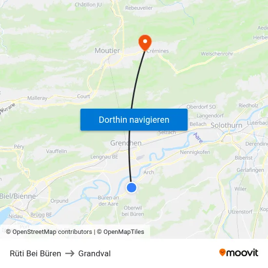 Rüti Bei Büren to Grandval map