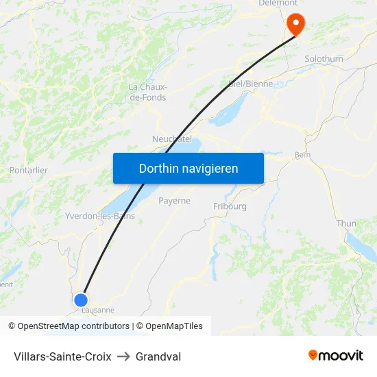 Villars-Sainte-Croix to Grandval map
