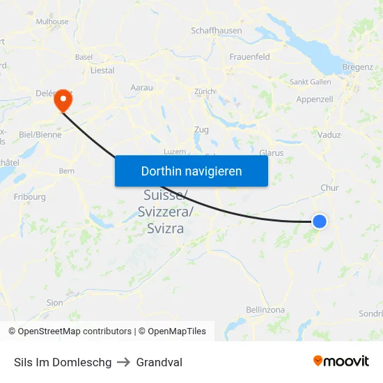 Sils Im Domleschg to Grandval map