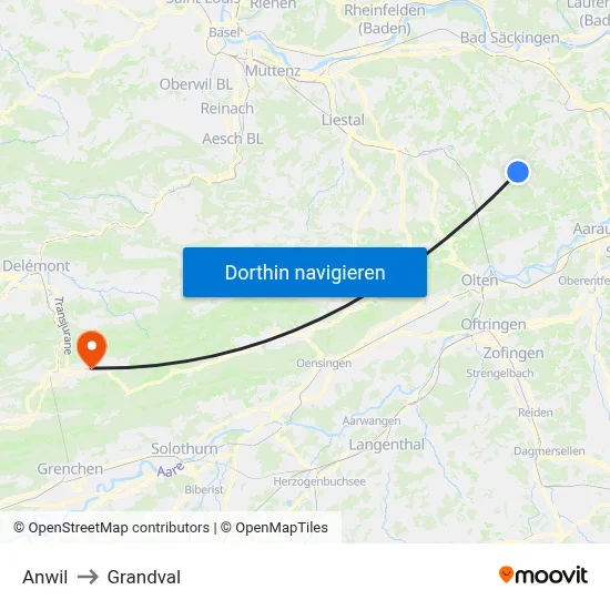 Anwil to Grandval map