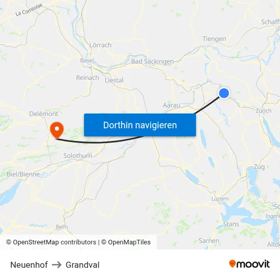 Neuenhof to Grandval map