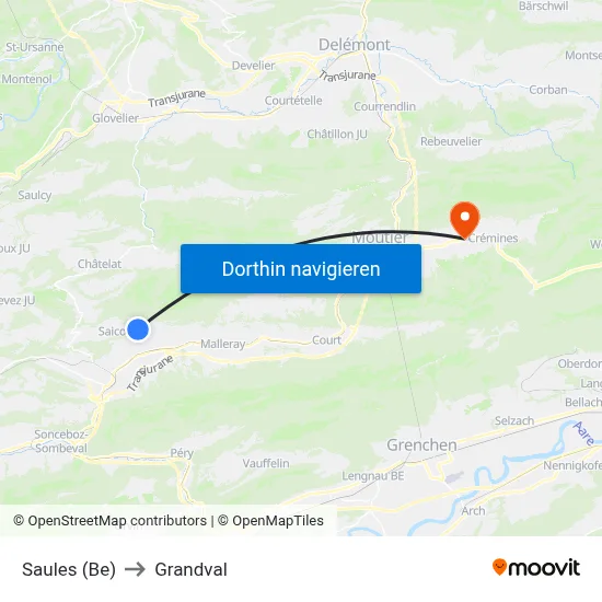 Saules (Be) to Grandval map