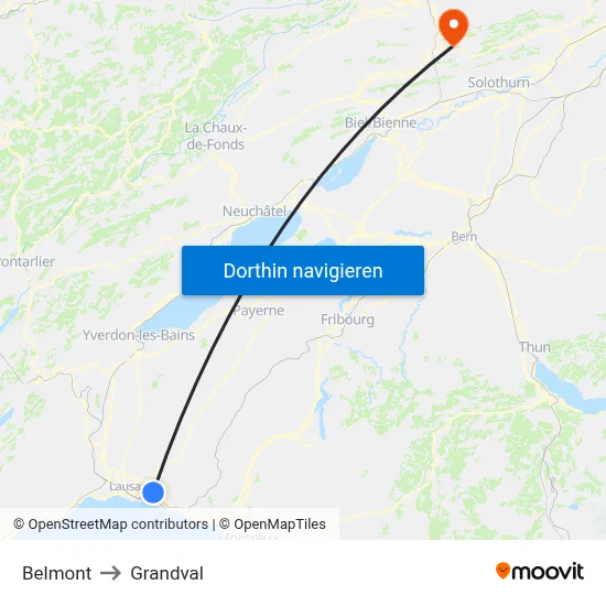 Belmont to Grandval map