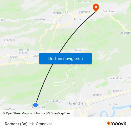 Romont (Be) to Grandval map