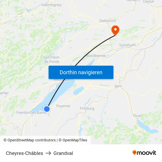Cheyres-Châbles to Grandval map