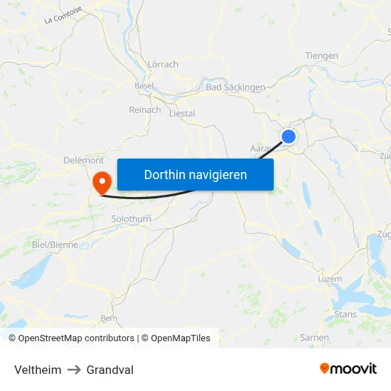 Veltheim to Grandval map