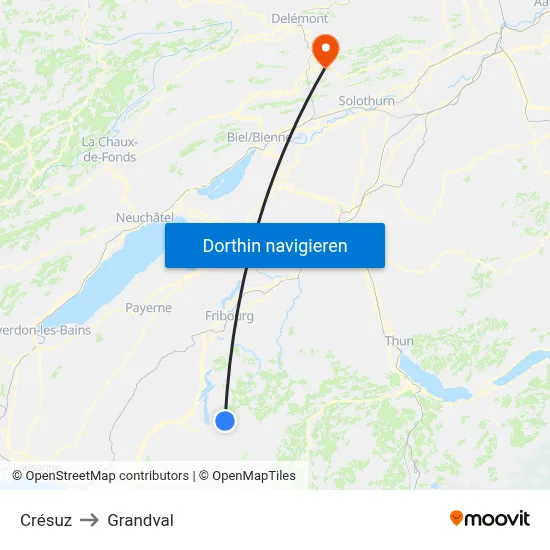 Crésuz to Grandval map
