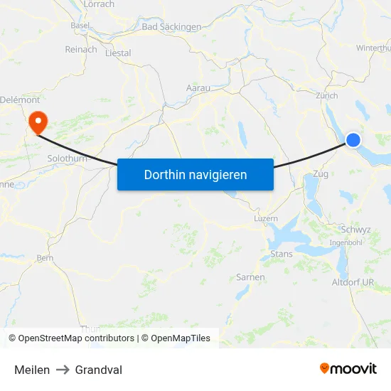 Meilen to Grandval map